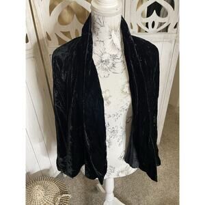 Vintage Dave & Johnny Velvet Cropped Jacket Blazer Black Glam Goth Y2K Medium
